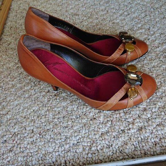 Giuseppe Zanotti Cognac Heels with Stone Embellishments Pumps size 36.5 - Picture 4 of 14
